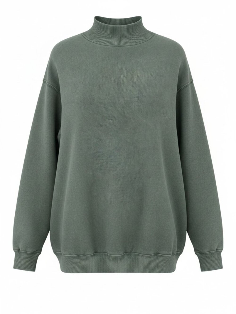 Aerie Oversized Distressed Wash Sage Mock Neck Sweatshirt Side Slit Lounge Top M